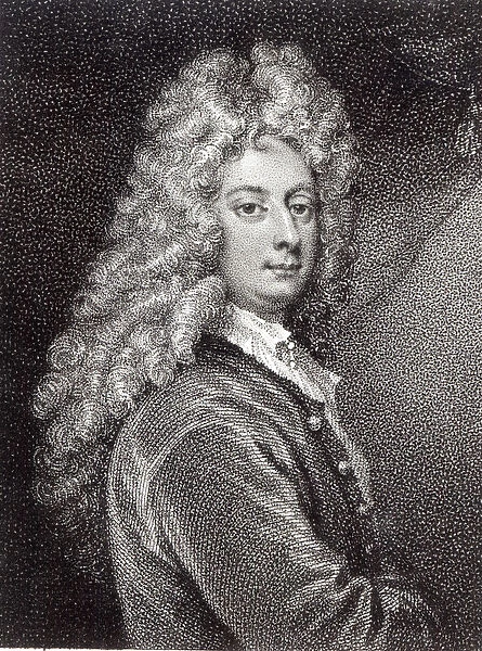 William Congreve (1670-1729) engraved by P. W. Tomkins (engraving) (b&w photo)