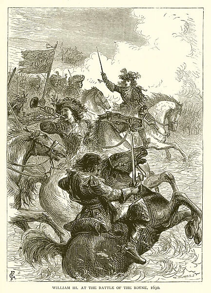 William III at the Battle of the Boyne, 1690 (engraving)