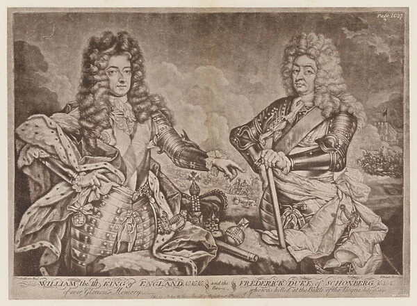William III and Schomberg (litho)