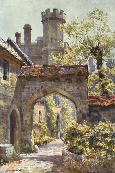 Winchester College: The Outer Gateway from 'Arcadia'(colour litho)