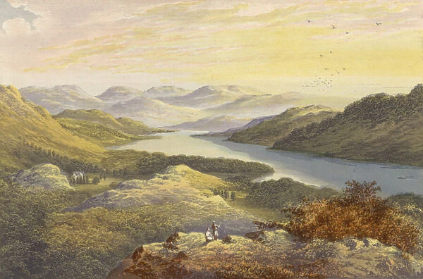 Windermere, looking up the Lake (colour litho)