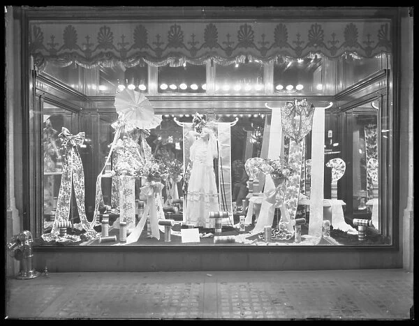 Window display of ribbons, Gimbels Department Store, New York City, March 10