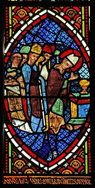 Window Ew depicting a scene of the Mass (stained glass)