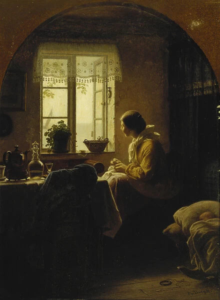 At the Window, (oil on canvas)
