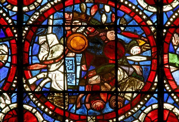 Window w17-L depicting a battle scene (stained glass)