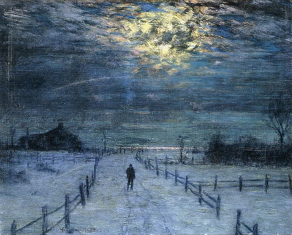 A Wintry Walk, (oil on canvas)