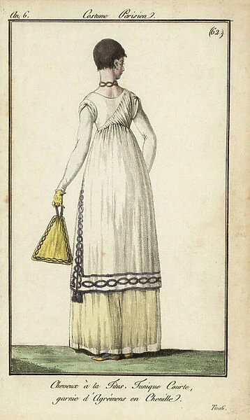Woman with Titus haircut at Tivoli Gardens, 1798 (handcoloured copperplate engraving)