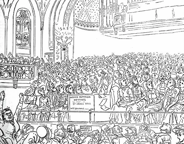 Woman's suffrage meeting in St James's Hall, 1885