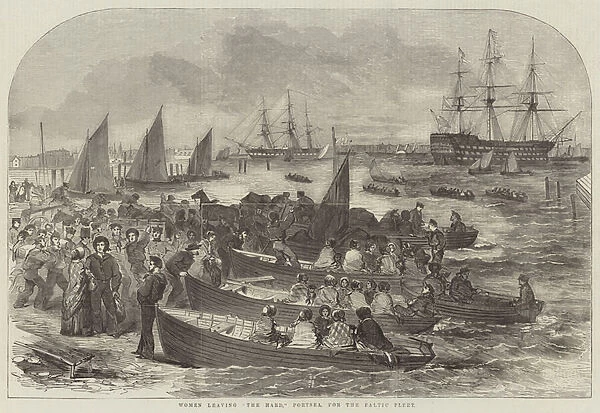 Women leaving 'The Hard, 'Portsea, for the Baltic Fleet (engraving)
