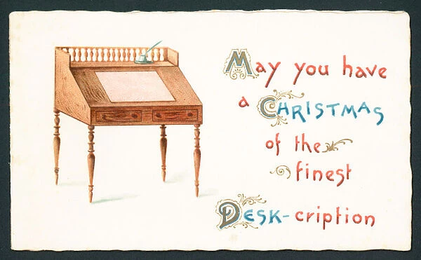 Wooden Desk, Christmas Card (chromolitho)