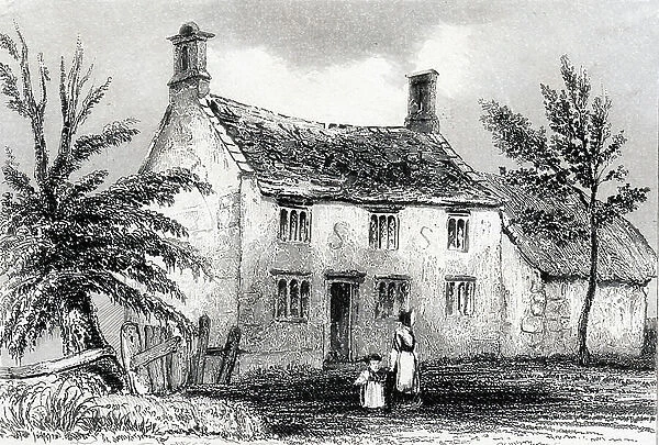 Woolsthorpe Manor, near Grantham, Lincolnshire, birthplace of Isaac Newton (1642-1727). Engraving from Dugdale England and Wales Delineated 1840