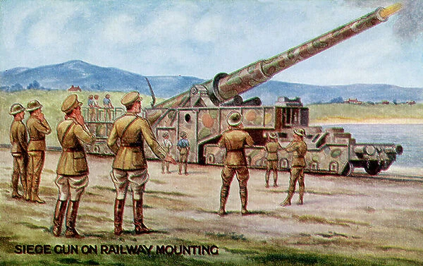 World War 1: British railway mounted artillery gun