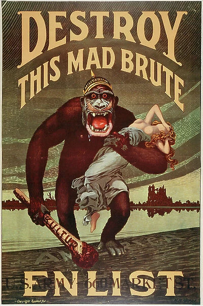 World War I: US Army enlistment poster Destroy this Mad Brute