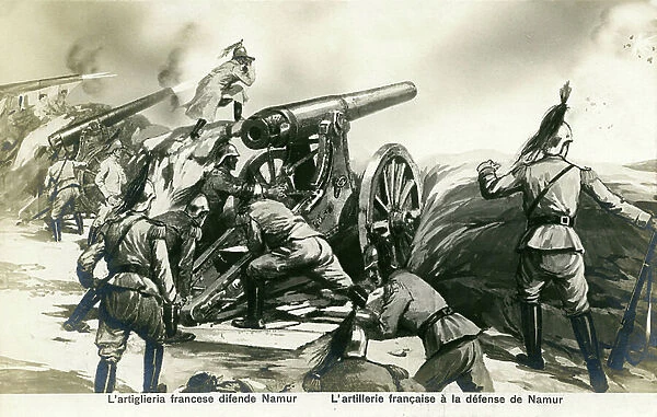 World War I: French artillery defending Namur, Belgium