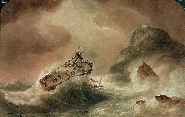 The Wreck of the Britannia, 1810 (watercolour, graphite, pen, ink)