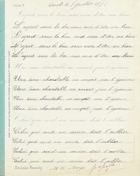 Writing notebook, sentences in medium cursive script, c1880-1900 (print)
