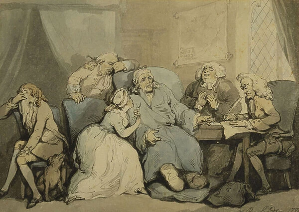 Writing the Will, 1786 (pen and grey ink and watercolour)