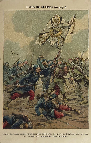 WW1: The capture of the flag (illustration)