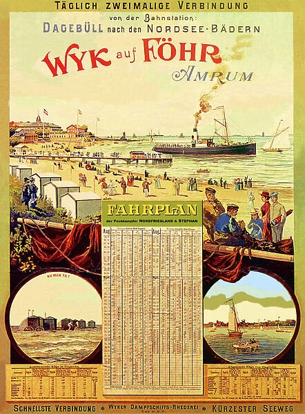 Wyk auf Fohr, poster advertising the Wyk Steam Shipping Company