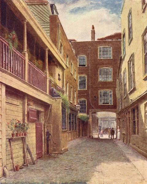 Yard of Old Bell Inn, Holborn, from North, 1897 (colour litho)
