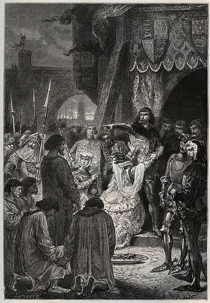 Hundred Years War: The surrender of Calais (1346). The Queen of Angeleterre Philippa de