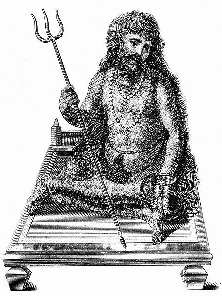 A Yogi meditating. These Hindu philosophers and holy men follow an ancient tradition, and were known to the Greeks as Gymnosophists. Engraving, London, 1811