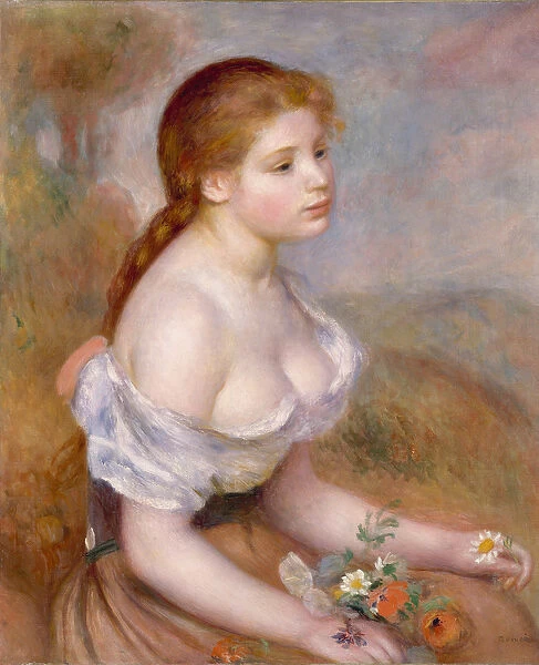 A Young Girl with Daisies, 1889 (oil on canvas)