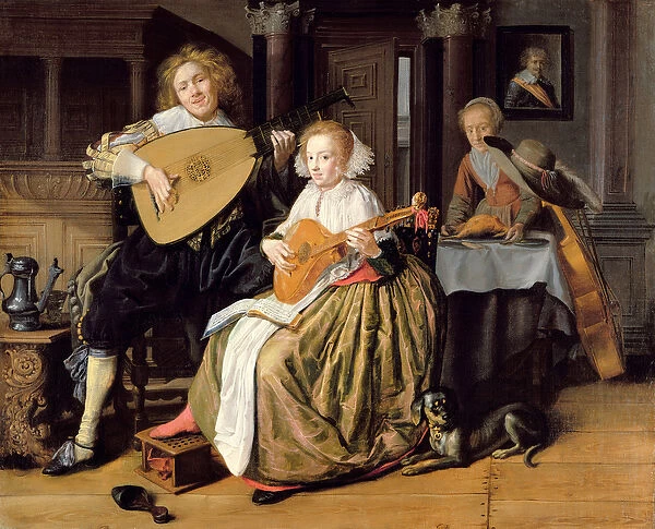 A Young Man Playing a Theorbo and a Young Woman Playing a Cittern, c