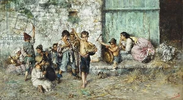 The Young Musicians, (oil on canvas)