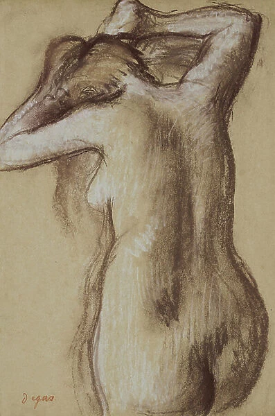 Young naked woman combing her hair, c.1889-90 (pastel on paper)