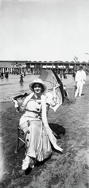 Young woman in the beach of Viareggio
