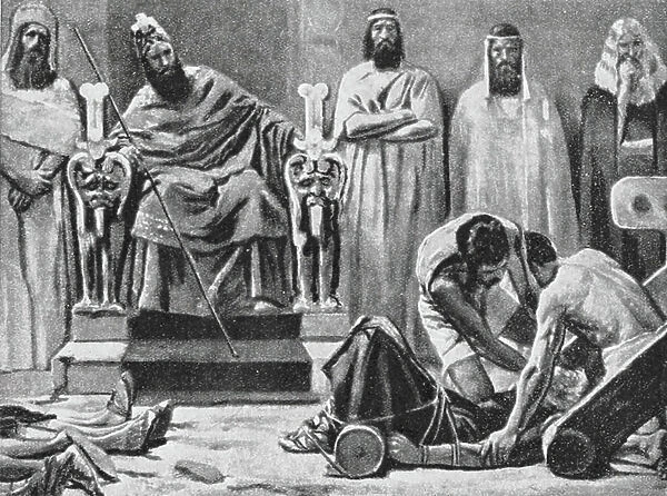 Zedekiah is Blinded and taken to Babylon, 586 BC (litho)