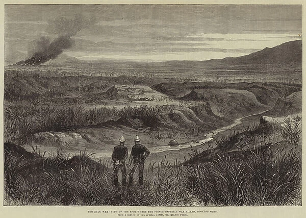 The Zulu War, View of the Spot where the Prince Imperial was killed, looking West (engraving)