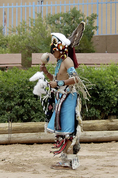 Zuni Red-Tailed Hawk Dancer performing the Turkey Dance at the Gallup Intertribal Ceremonials, New Mexico