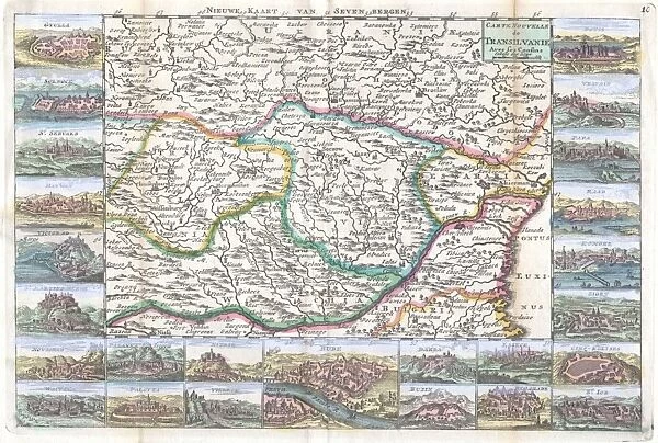 1710, De La Feuille Map of Transylvania and Moldova, topography, cartography, geography