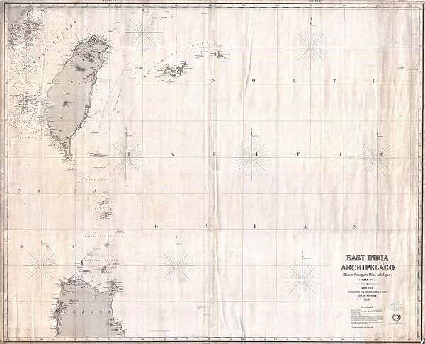 1876, Imray Blue-back Nautical Chart or Map of Taiwan, Formosa, China, topography