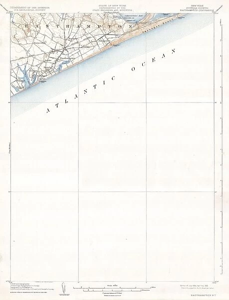 1904, U. S. G. S. Map of Easthampton, Long Island, New York, topography, cartography