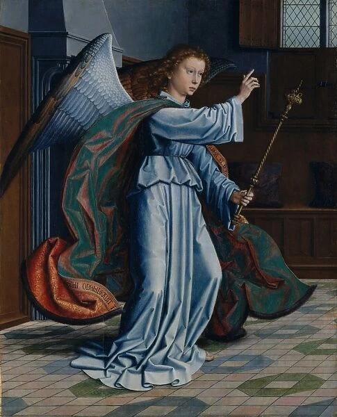 Annunciation 1506 Oil wood Angel overall 31 1  /  8 x 25
