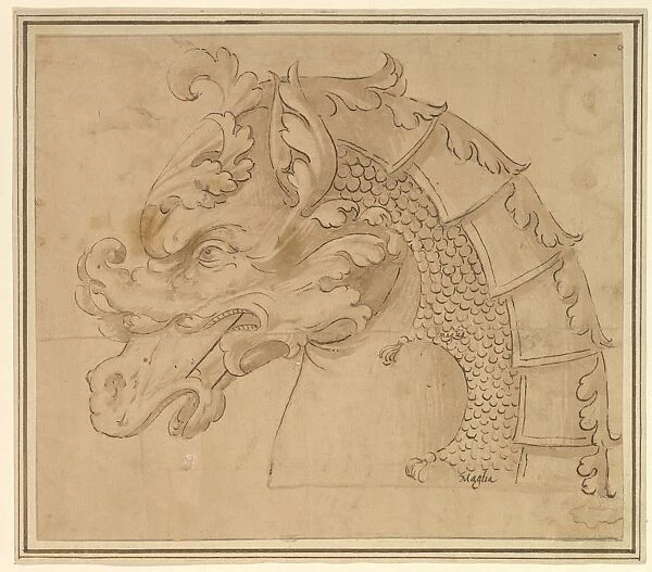 Armor Design Horse 17th century first half Brown ink