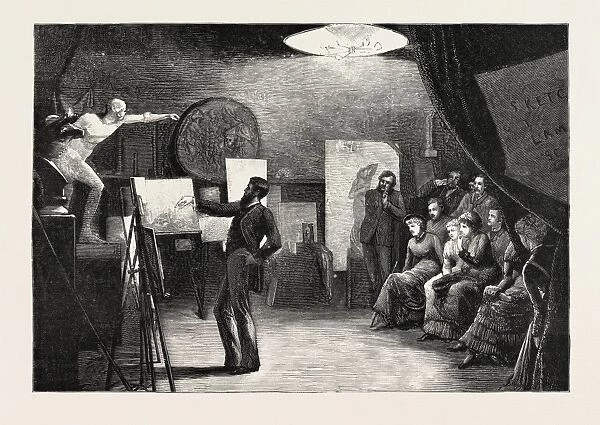 An Associate of the Royal Academy Inspecting the Lambeth School of Art, Engraving 1884