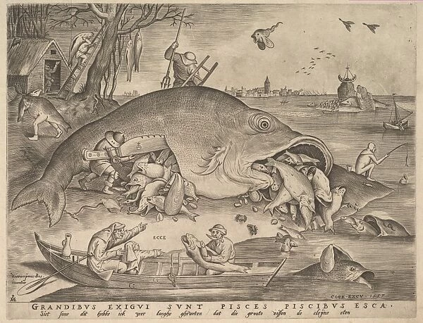 Big Fish Eat Little Fish 1557 Engraving first state