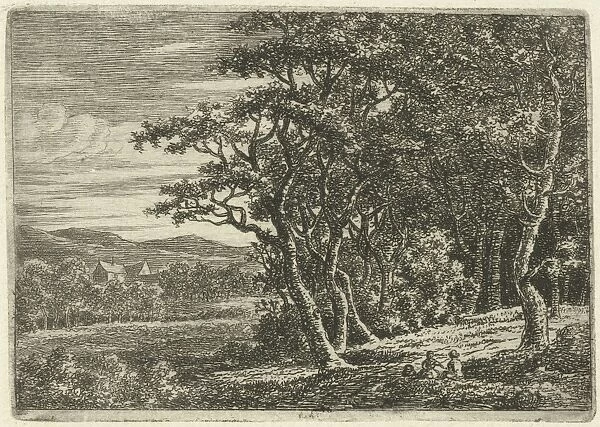 Two children sitting at a forest edge, Ernst Willem Jan Bagelaar, 1798 - 1837