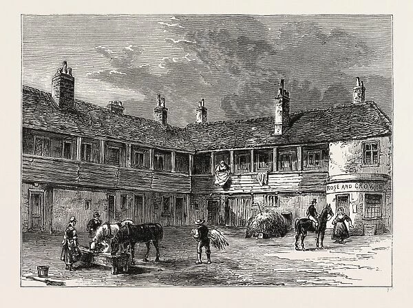 COURT-YARD OF THE ROSE AND CROWN, 1820. London, UK, 19th century engraving