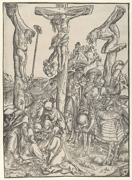 Crucifixion 1502 Woodcut sheet 16-1  /  8 x 11-1  /  2