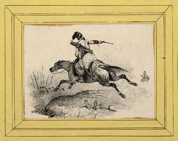 Drawings Prints, Print, Soldier galloping horse, Artist, Victor Adam, French, 1801-1866