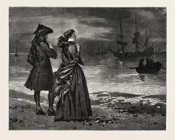 DRAWN BY CHARLES GREEN We stood upon the shore and watched, engraving 1884, life