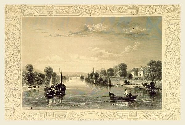 Fawley Court, Tomblesons Thames, 19th century engraving, UK