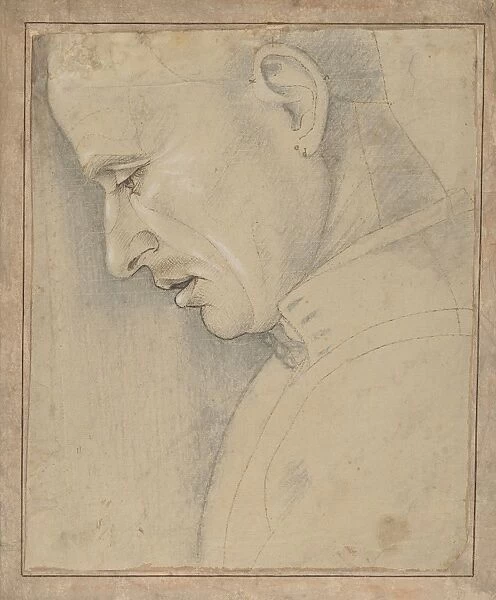 Head Man Profile 1490s Black chalk pen brown ink