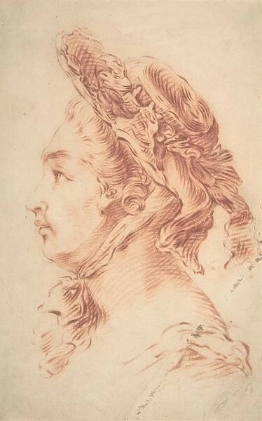 Head Woman 1760-1815 Red crayon paper 8-3  /  4 x 5-9  /  16