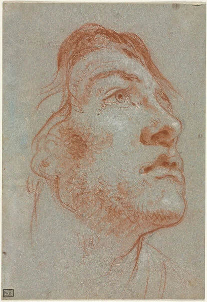 Head Young Man Looking Upwards Right 1752 Giovanni Battista Tiepolo